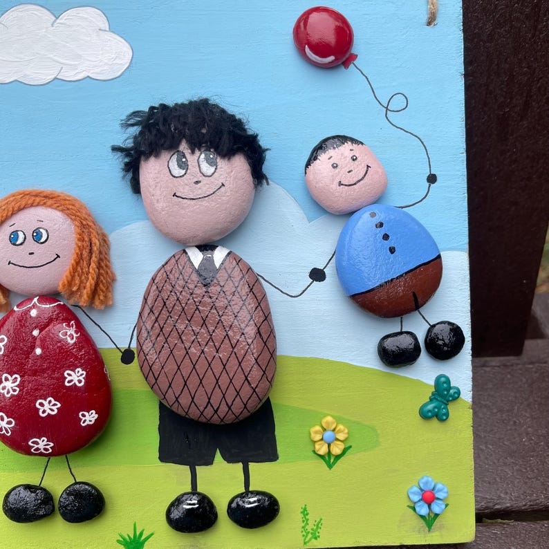 Happy Family Painted Rock Art: Ocean Stone Home Decor - Etsy