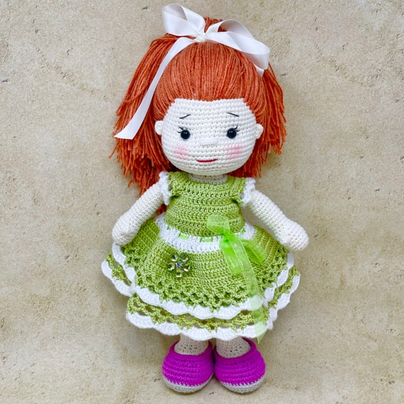 Crochet Doll Pattern: Redhead Princess in Green Dress (PDF Pattern) - Etsy