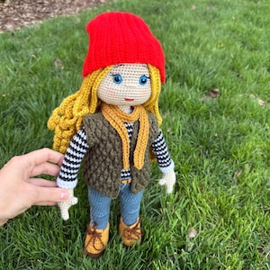 PATTERN  Crochet Doll Michelle, long hair, tutorial, amigurumi pattern doll, clothes for doll, knitted doll toy