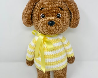 Crochet Puppy Pattern: Beginner-Friendly Plush Dog in Sweater (PDF Pattern)