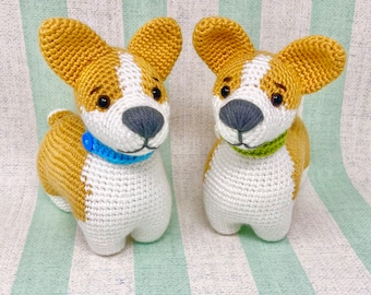Personalized corgi dog Puppy Dog white Brown, crochet doggy, stuffed animal doll, custom dog, knitted, gift for dog owner, for corgi lover