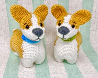 Personalized Corgi dog Puppy Dog white Brown, crochet doggy, stuffed animal doll, custom dog, knitted, gift for dog owner, for corgi lover