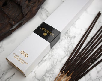 Oud de Siam Agarwood Incense Sticks Bakhoor Agarbatti Natural Oud Sandalwood Musk Earthy Woodsy Warm Creamy Scent Hand Rolled Arabic Incense