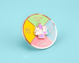 Broche de esmalte Anxiety Fox: seletor de humor, presente para saúde mental
