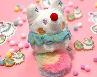 Anxiety Fox Clown Plush: Pocket Emotional Support Stuffed Animal Toy with Keychain