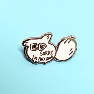 Anxiety Fox Sorry Im Anxious Enamel Lapel Pin, Mental Health Awareness Gifts, Autism Gifts, Cute Fox Gifts, AuDHD Gifts, ADHD Pin