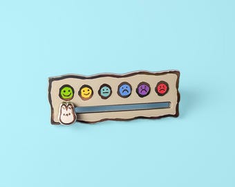 Anxiety Fox Social Battery Mood Slider Enamel Pin