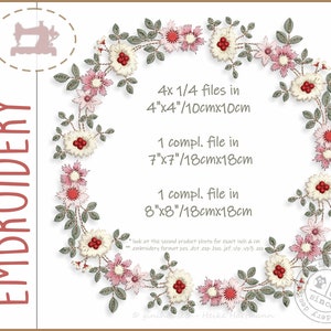 STICKDATEI Blumen Kranz SOFORT DOWNLOAD machine embroidery flower wreath instant download embroidery design imagem 1