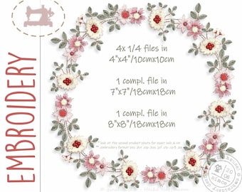 STICKDATEI Blumen Kranz - SOFORT DOWNLOAD - machine embroidery flower wreath - instant download - embroidery design