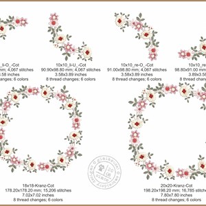 STICKDATEI Blumen Kranz SOFORT DOWNLOAD machine embroidery flower wreath instant download embroidery design imagem 2