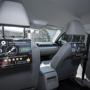 Lyft and Uber Informative Placard - 2 Placards (8.5&quot;x11&quot;) - Rating and Tips Increasing Tool for Rideshare Service