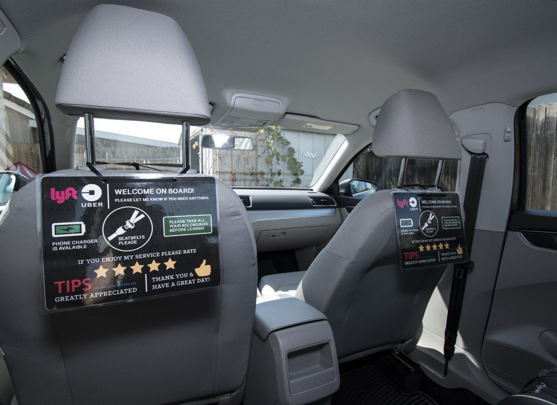 Lyft and Uber Informative Placard - 2 Placards (8.5"x11") - Rating and Tips Increasing Tool for ...