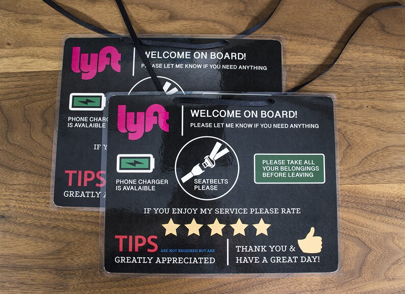 Lyft Informative Placard - 2 Placards (8.5"x11") - Rating and Tips Increasing Tool for Rideshare ...
