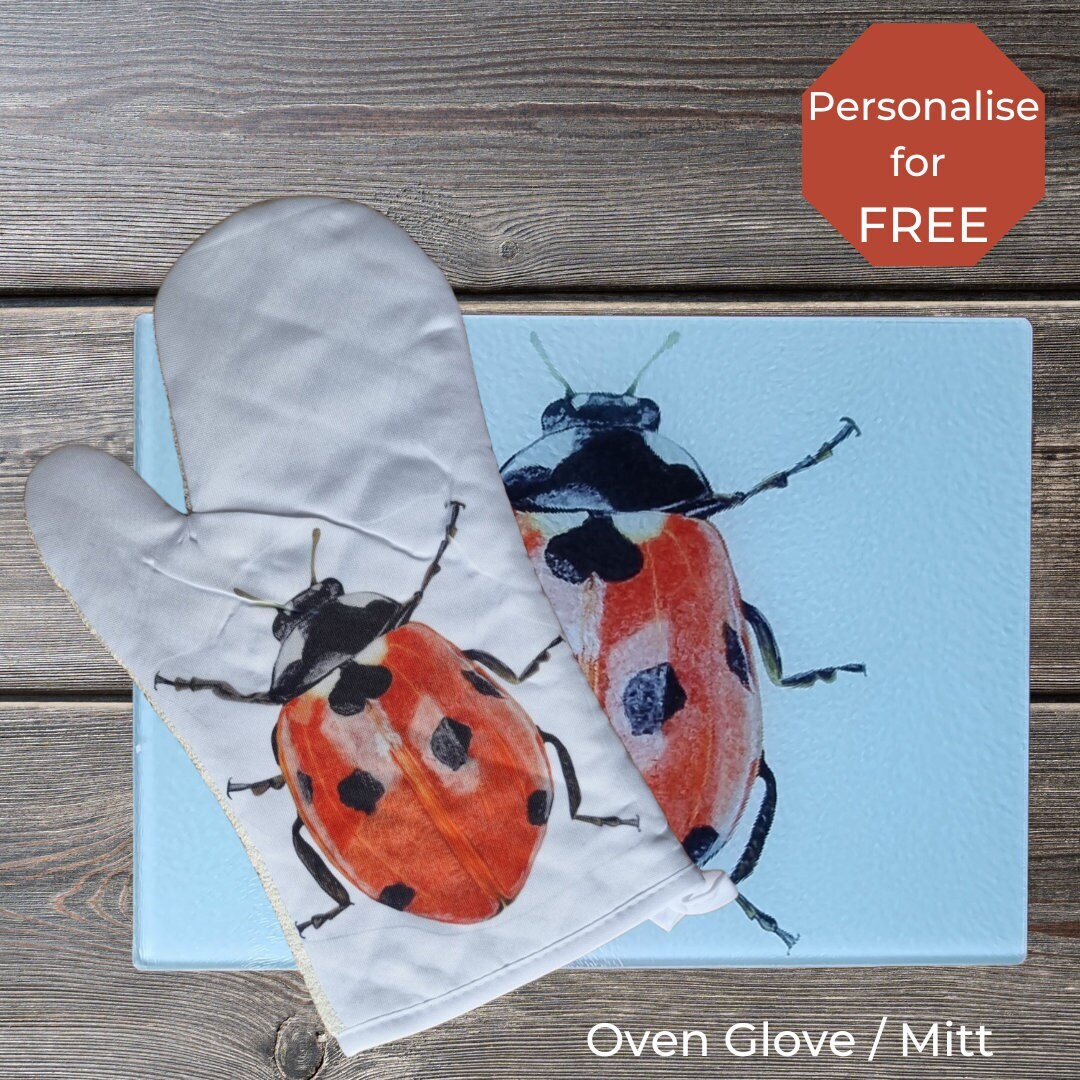 Ladybird Personalised Oven Glove, Ladybug Premium Oven Mitt, Insect Lovers Housewarming Gift