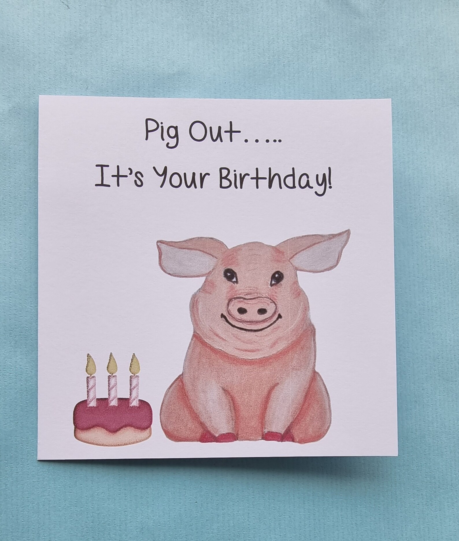 Cute Pig Birthday Card Blank Inside Card for Pig Lover Pink Etsy UK