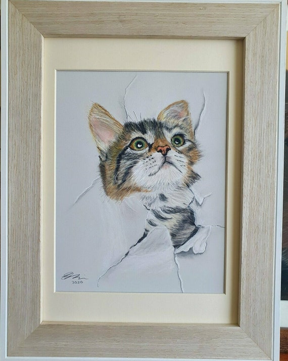 Cute Kitten Painting Cat Picture Star Gazer Cat Lover Gift | Etsy UK