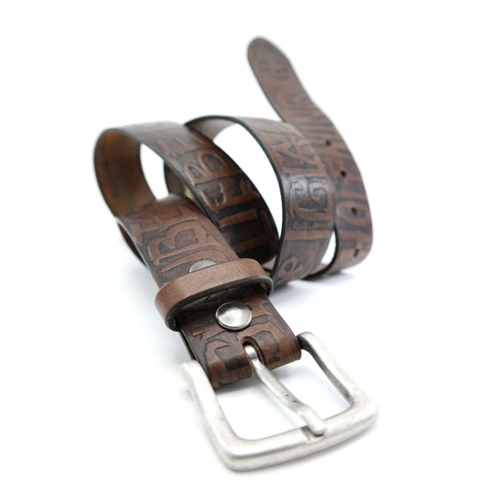 Love Faith Dream Believe Brown Leather Belt with Buckle Faith Belt & Buckle Set | Gavere Leather 1½ main image 2