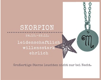 Gönnerstück: Kurze Kette Sternzeichen/Zodiac "Skorpion" aus Edelstahl