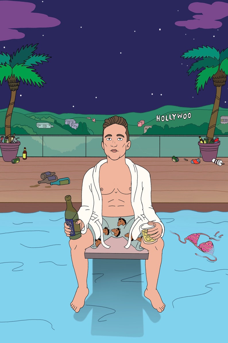 Digital Custom Bojack Horseman Style Caricature Drawing Etsy
