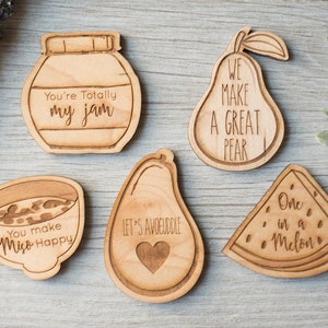 Food pun magnets, wooden food magnets, cute food magnets | Choose Your Set