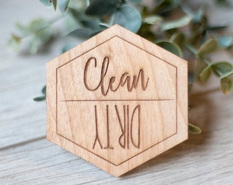 Clean and Dirty wooden dishwasher magnet | Clean and Dirty