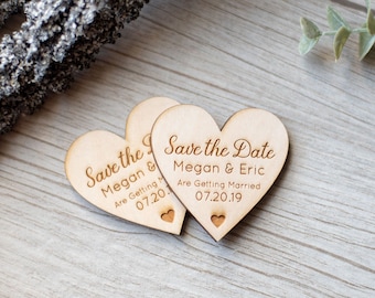 Ímã de coração personalizado para salvar a data: lembrancinha de casamento em madeira de bétula