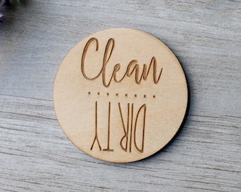 Wooden Clean Dirty Dishwasher Magnet: Kitchen Organization