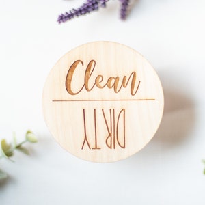 Clean and Dirty Spülmaschinen-Magnet aus Holz | Sauber und Schmutzig