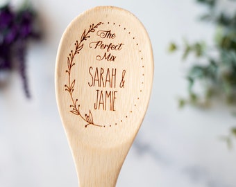 La cuchara de madera de la mezcla perfecta/la cuchara de madera del regalo de boda de encargo