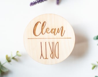 Clean and Dirty wooden dishwasher magnet | Clean and Dirty