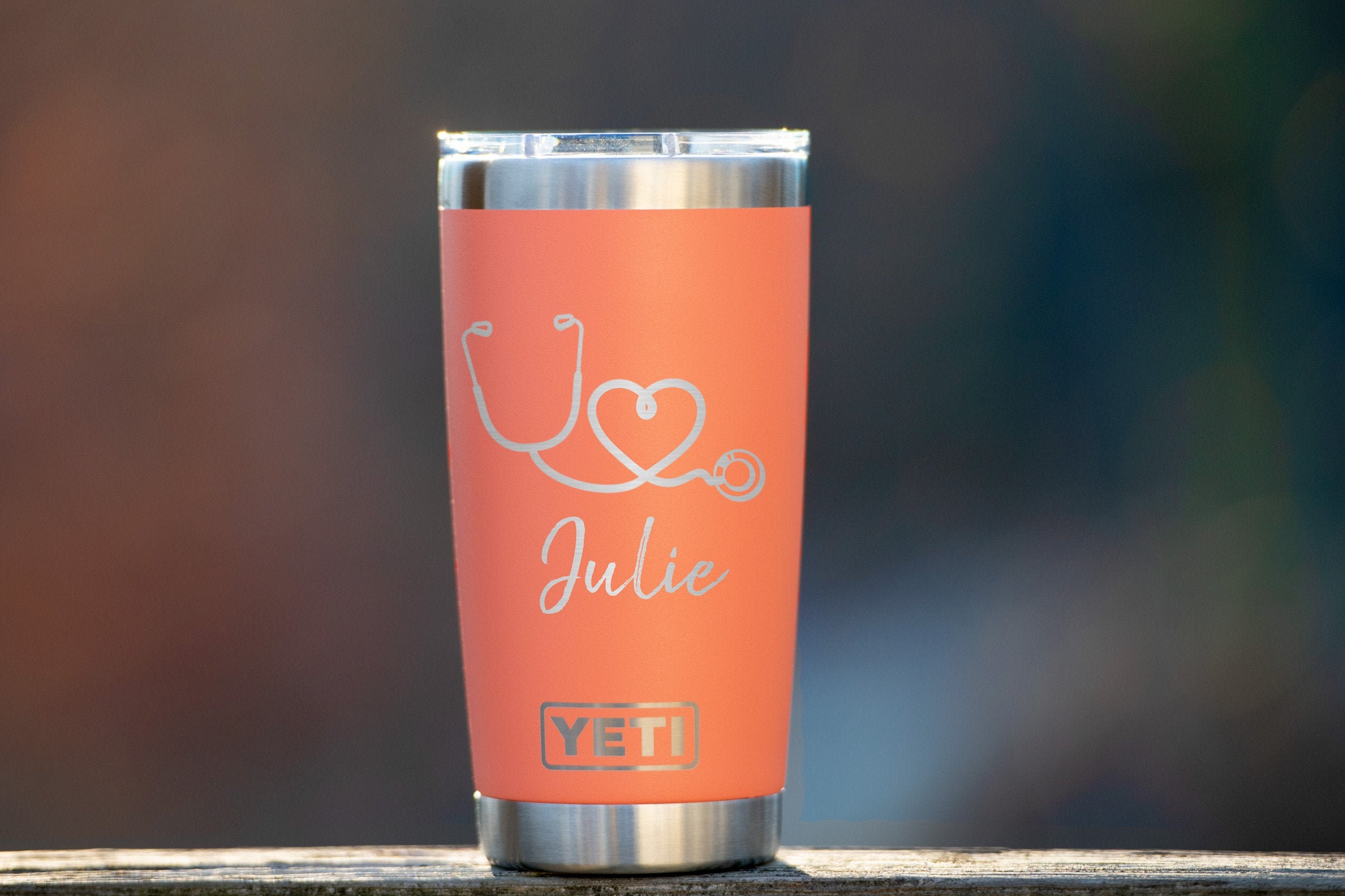  Script Nurse in Stethoscope Design w/Custom Name, Engraved yeti  Tumbler Stainless Steel Travel Mug - NOT A STICKER! : Handmade Products