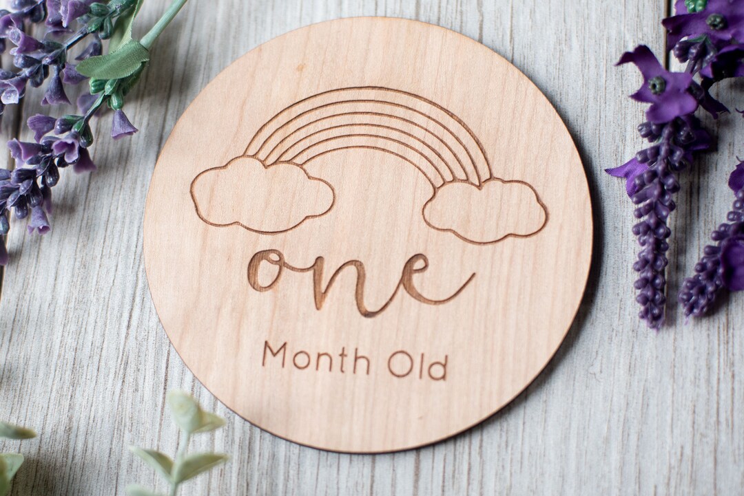 Wooden Baby Milestone Cards: Rainbow Design, Photo Props - Etsy