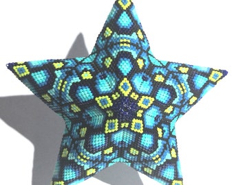 3D Peyote Star "Honeycomb-Pacific" Pattern is a fun pattern to make. This is NOT for a BEGINNER. This is an advanced pattern.