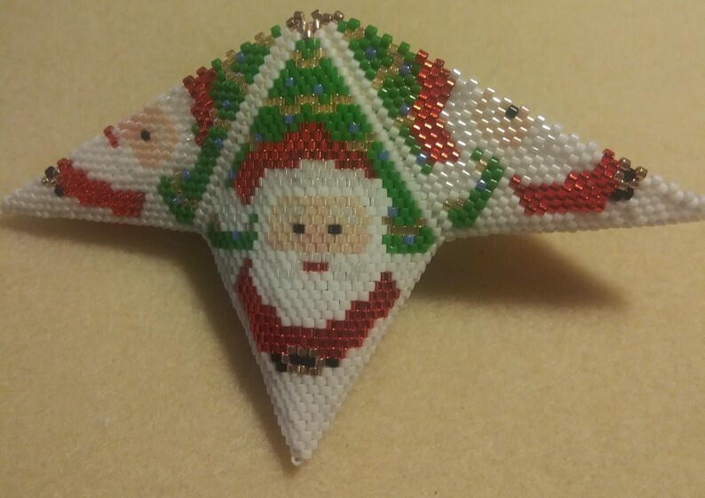 3D Peyote Star santa Pattern 25 Rows | Etsy