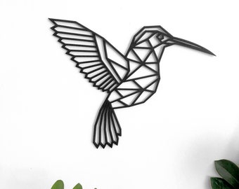 Hummingbird 20,30 or 40cm deco geometric,decoration living room animal modern minimalist BLACK laser art design