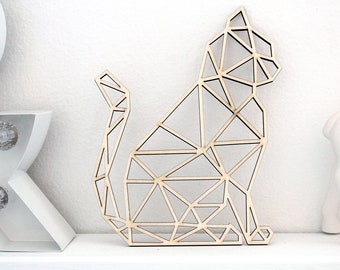 Charming set of cats geometric decoration living animal modern minimalist wood laser art cute wall art wall hangings home decor