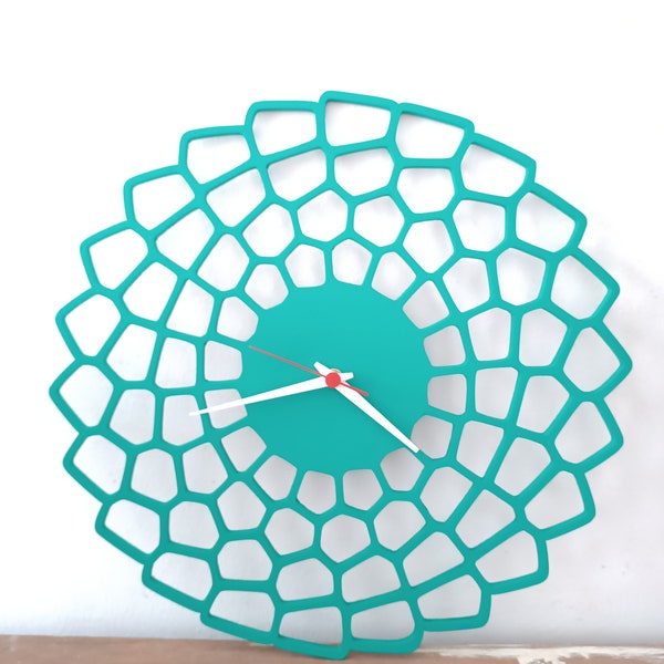 Geometrische moderne Wanduhr 39cm | Holzdesign natürlichen Stil | Holzwanduhr | moderne stille Uhr | hölzernes braunes Zifferblatt