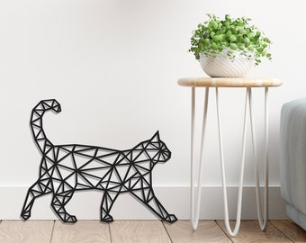 Big CAT deco geometric decoration living animal modern minimalist wood laser art