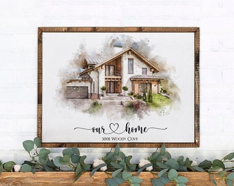 Custom Watercolor House Portrait, Realtor Closing Gift