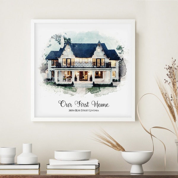 Custom House Portrait, Personalized Gift for Clients, Personalized Realtor Closing Gift, New Home Gift, Realtor Gift Buyers or Sellers