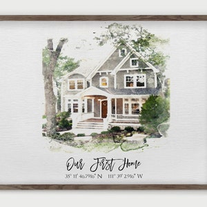 Personalized Watercolor House Portrait, Realtor Closing Gift