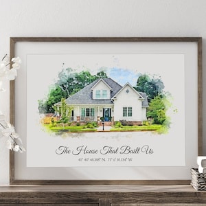 Custom Watercolor House Portrait, Realtor Closing Gift,  Personalized Housewarming Gift,  First Home Gift,  Home Portrait