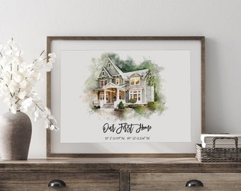 Custom Watercolor House Portrait, Realtor Closing Gift, Personalized Housewarming Gift, First Home Gift Home Portrait