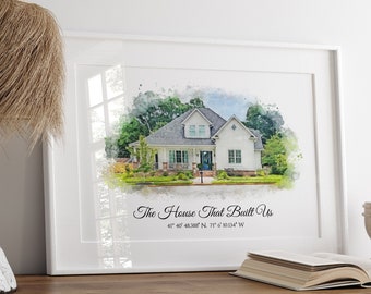 Housewarming Gift First Home, Personalized Gift for Parents, Moving Gift, House Illustration Realtor Gift Painting From Photo Christmas Gift