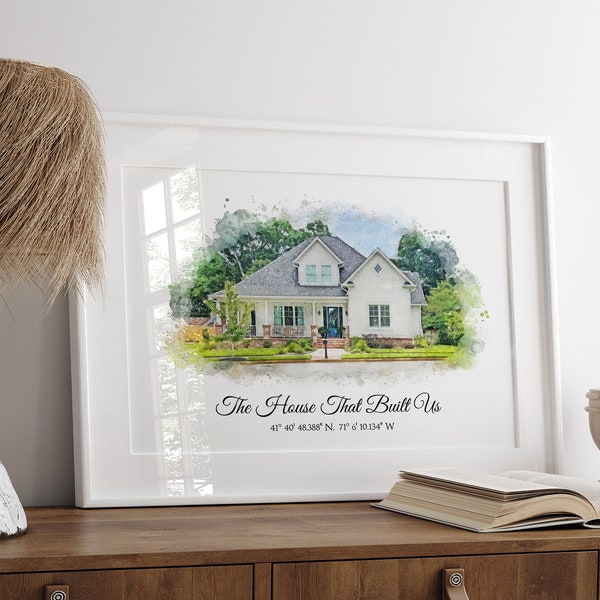 Housewarming Gift First Home, Personalized Gift for Parents, Moving Gift, House Illustration Realtor Gift Painting From Photo Christmas Gift