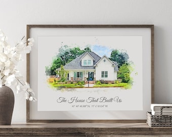 Custom Watercolor House Portrait, Realtor Closing Gift,  Personalized Housewarming Gift,  First Home Gift,  Home Portrait