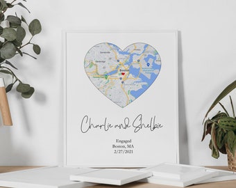 Engagement Map Print Gift for Future Mrs, Engagement  Fiancé Gift