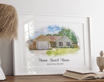 Custom Watercolor House Portrait, Realtor Closing Gift, Personalized Housewarming Gift, First Home Gift Home Portrait