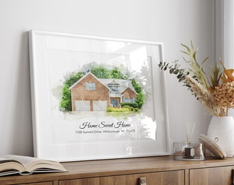 Custom Watercolor House Portrait, Realtor Closing Gift,  Personalized Housewarming Gift,  First Home Gift,  Home Portrait