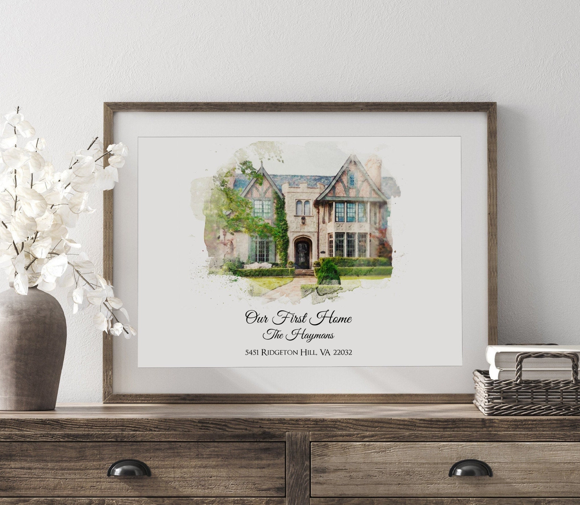 Custom Watercolor House Portrait, Realtor Closing Gift,  Personalized…